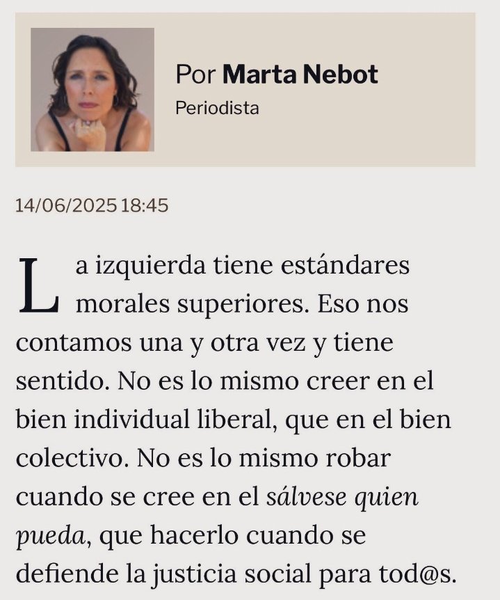 SyT_es's tweet photo. #Ruindad
Según el progrerío de la izquierda-fake, cuando roba el PSOE, es por nuestro bien.
🗞️ Marta Nebot: "NO ES LO MISMO ROBAR cuando se cree en el 'sálvese quien pueda' que hacerlo CUANDO SE DEFIENDE LA JUSTICIA SOCIAL"
🔗https://t.co/Luix8uFcjK
🔗https://t.co/45g2wwKpr2 https://t.co/gx04JXhn1K