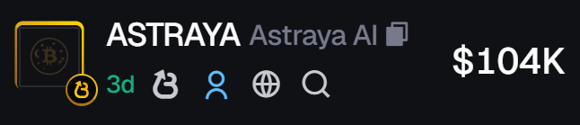 Bought into $Astraya/#Astraya at 100k. It's pretty undervalued IMO. Astrology + Crypto is a niche that we rarely see explored. Not only that but the dev's previous project had at ATH of 65m ($GRPH/#GRPH).

This one feels like a no brainer, but we'll see