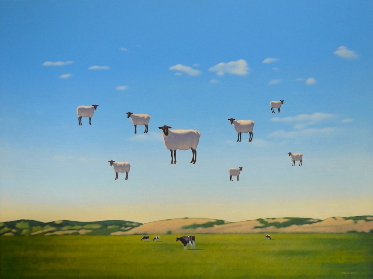 Sheeple...          #sheep #surrealism #absurdism #myart #fineart #painting #australianart #commissions
