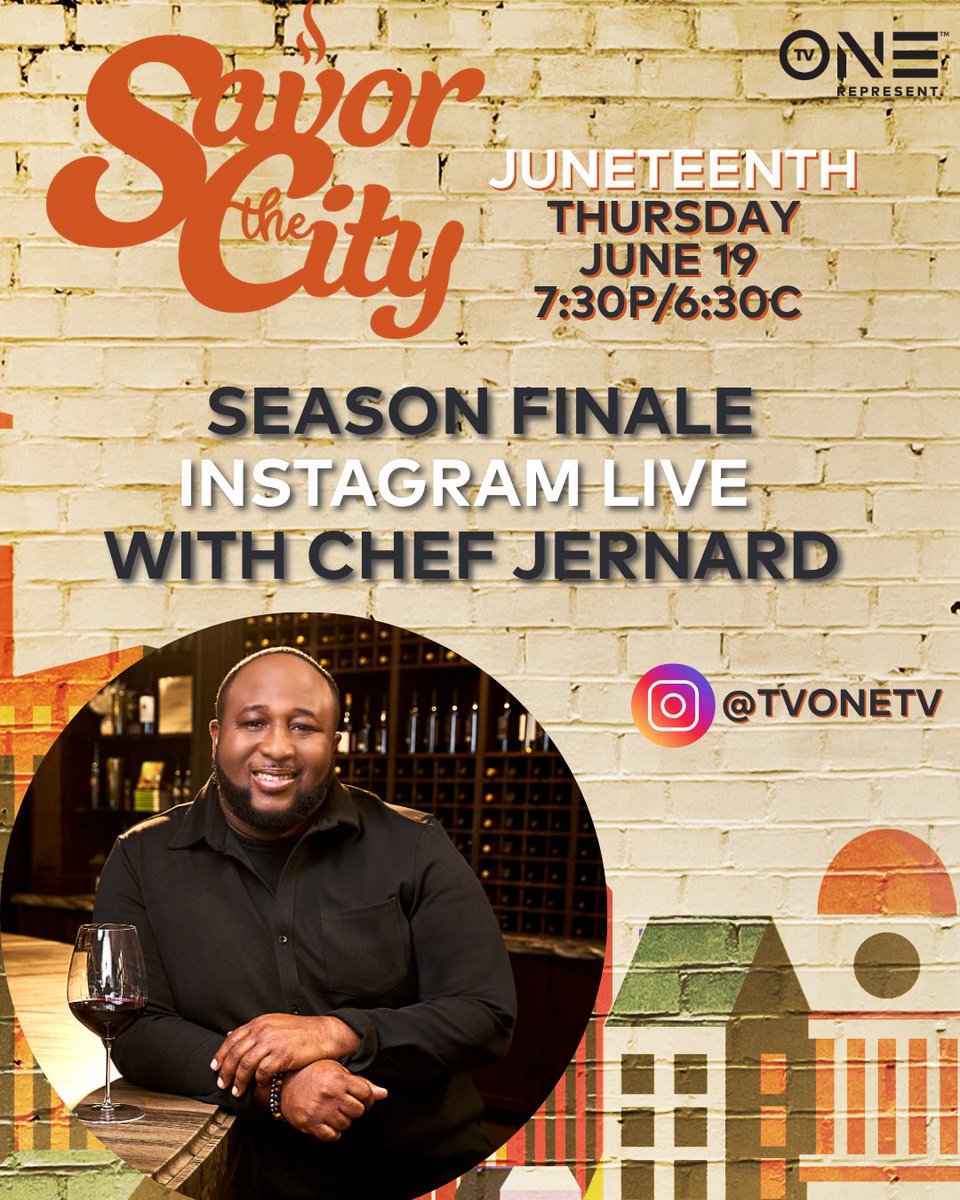 TV One (@tvonetv) on Twitter photo We're celebrating the epic #SavorTheCity season finale with a special Instagram Live with <a href="/ChefJernardW/">Jernard Wells</a>! 🤳🏽 Don't miss the new episode as he explores Savannah this Thursday at 8p/7c, but be sure to catch the IG Live pre-show at 7:30p/6:30c! We're celebrating the epic #SavorTheCity season finale with a special Instagram Live with <a href="/ChefJernardW/">Jernard Wells</a>! 🤳🏽 Don't miss the new episode as he explores Savannah this Thursday at 8p/7c, but be sure to catch the IG Live pre-show at 7:30p/6:30c!