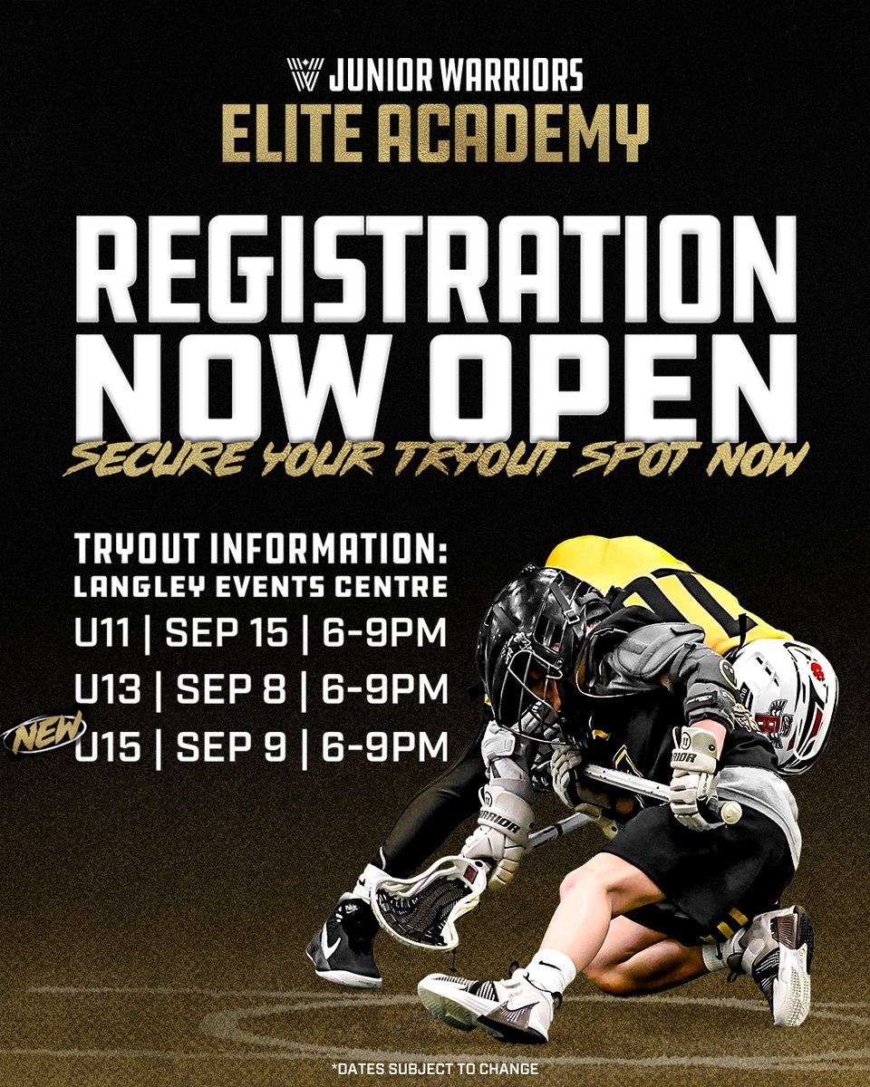 Junior Warriors Elite Academy is back 🚨

Experience the chance to train with NLL pros in authentic, pro-style sessions. With expert coaching, NLL rules gameplay, and exclusive experiences, it's the ultimate pathway to elevate your game!

Open to co-ed players ages U11, U13, and