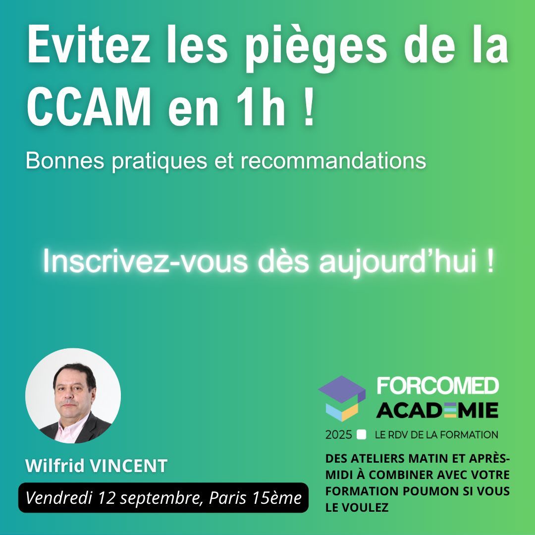 ⚠️ Évitez les pièges de la CCAM en 1h ! Wilfrid Vincent dévoile les bonnes pratiques le 12 sept. 2025, Paris 15ème. Inscrivez-vous dès aujourd’hui ! bit.ly/Forcomed-Acade…