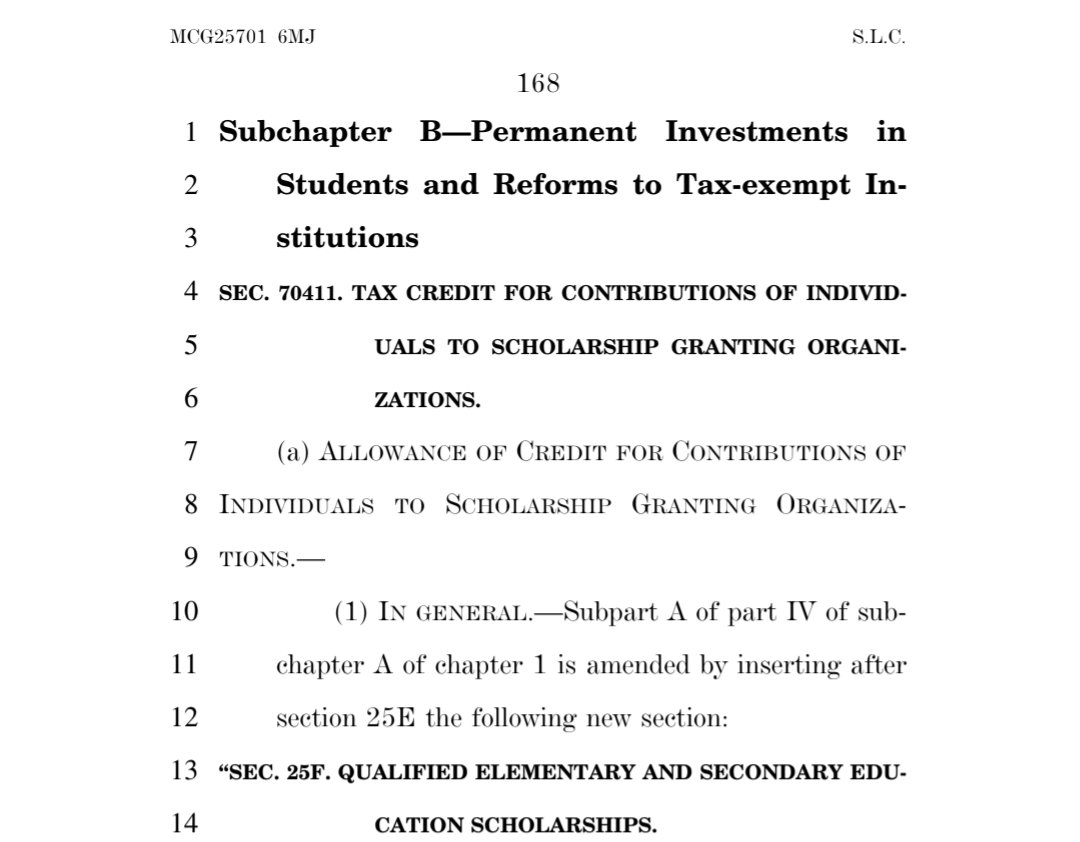 BREAKING: A nationwide school choice proposal is included in the Senate's version of the Big Beautiful Bill.

The House also had one in the bill they already passed.