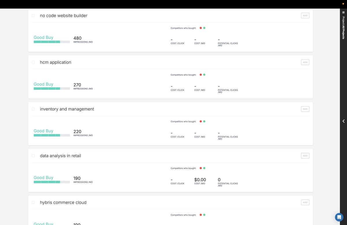 Top 7 Google Ads Buy Recommendations for Agentic ai

1 - no code website builder
2 - hcm application (human capital management)
3 - inventory and management
4 - data analysis in retail
5 - hybris commerce cloud
6 - technology in college education 
7 - software for retail business