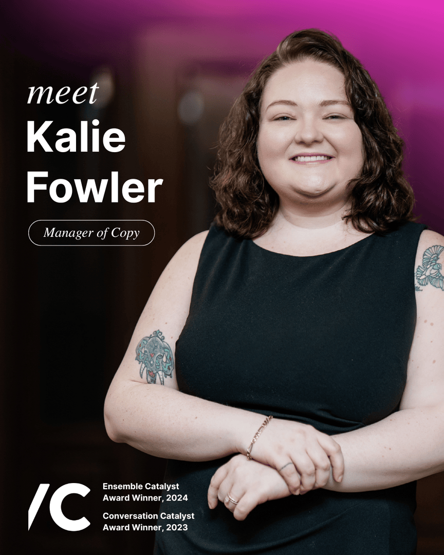 VersaCreative's tweet photo. Meet Kalie Fowler, Copy Manager and unofficial office mom. Kalie single-handedly manages all of the copy that runs through the agency, from social media (she proofread this caption) to video scripts and more—and she still manages to be one of the most social people in the office. https://t.co/UNbDRsC76g
