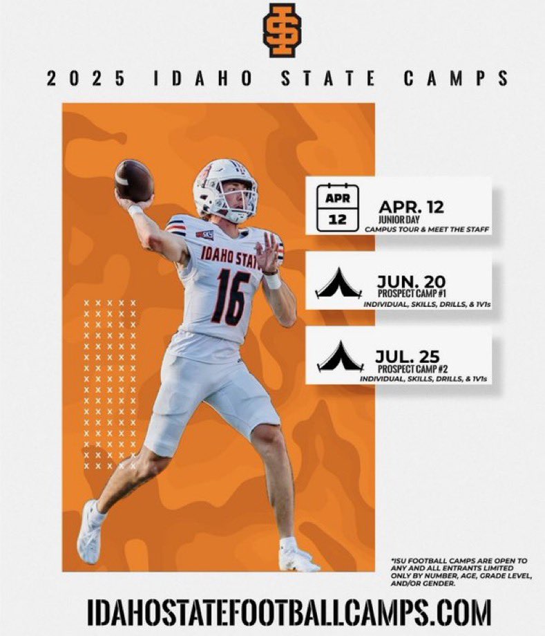 Excited for the <a href="/BengalGridiron/">Idaho State Football</a> football camp this weekend. <a href="/gnduff/">Grant Duff</a> <a href="/CoachJT_ISU/">Coach Jake Thomas</a> <a href="/CoachDJClark_2/">DJ Clark</a> <a href="/Oakley_Hussey/">Oakley Hussey | Coach 12</a>