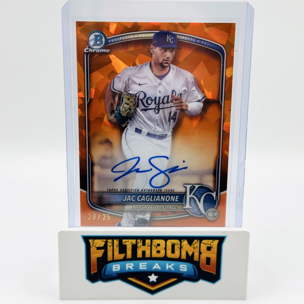 BANG 💣 <a href="/DannyLackner/">Famous Swing</a> does it AGAIN! 

2025 Bowman Sapphire Jac Caglianone /25 Orange Auto