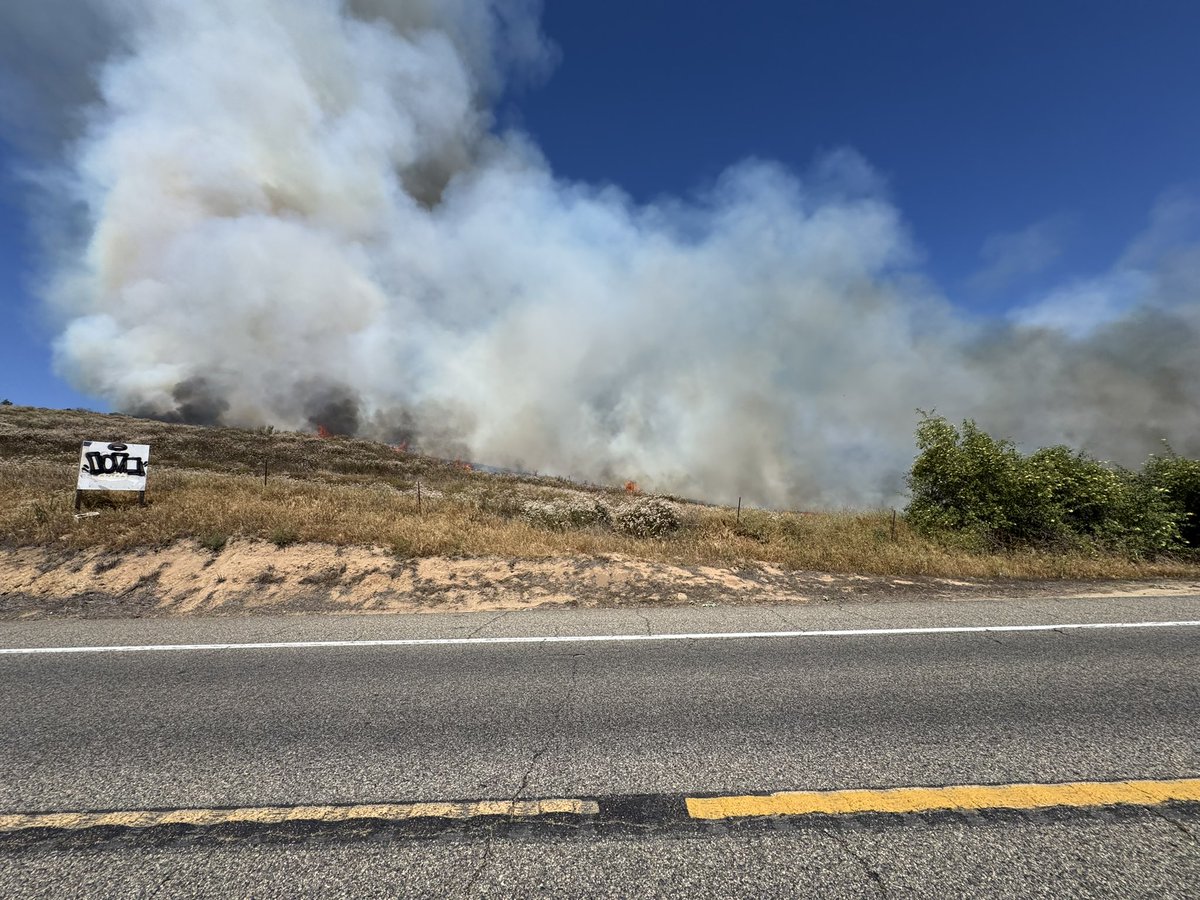 CAL FIRE/San Diego County Fire is at scene of a vegetation fire on South Mission Road near the community of Bonsall. The fire is approximately 15 acres and structures are threatened south of La Canada Road. #MissionFire