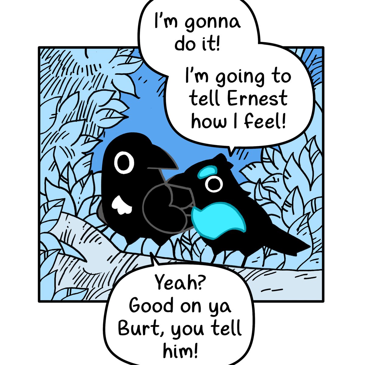 Secondlina's tweet image. Flawless logic on this new update of Crow Time 💙🩵🖤
webtoons.com/en/canvas/crow…