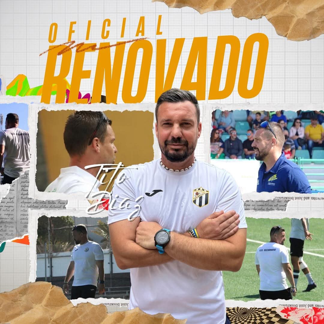 El técnico guiense <a href="/Titodiaz_/">Tito Díaz</a> tras llgrar la permanencia en la última jornada tras sustituir las 4 últimas jornadas a Ángel Naranjo por motivos personales, es el elegido para dirigir desde el inicio la temporada 2025-26 con <a href="/laudvecindario/">𝐔𝐧𝐢ó𝐧 𝐃𝐞𝐩𝐨𝐫𝐭𝐢𝐯𝐚 𝐕𝐞𝐜𝐢𝐧𝐝𝐚𝐫𝐢𝐨.</a> en Regional Preferente.