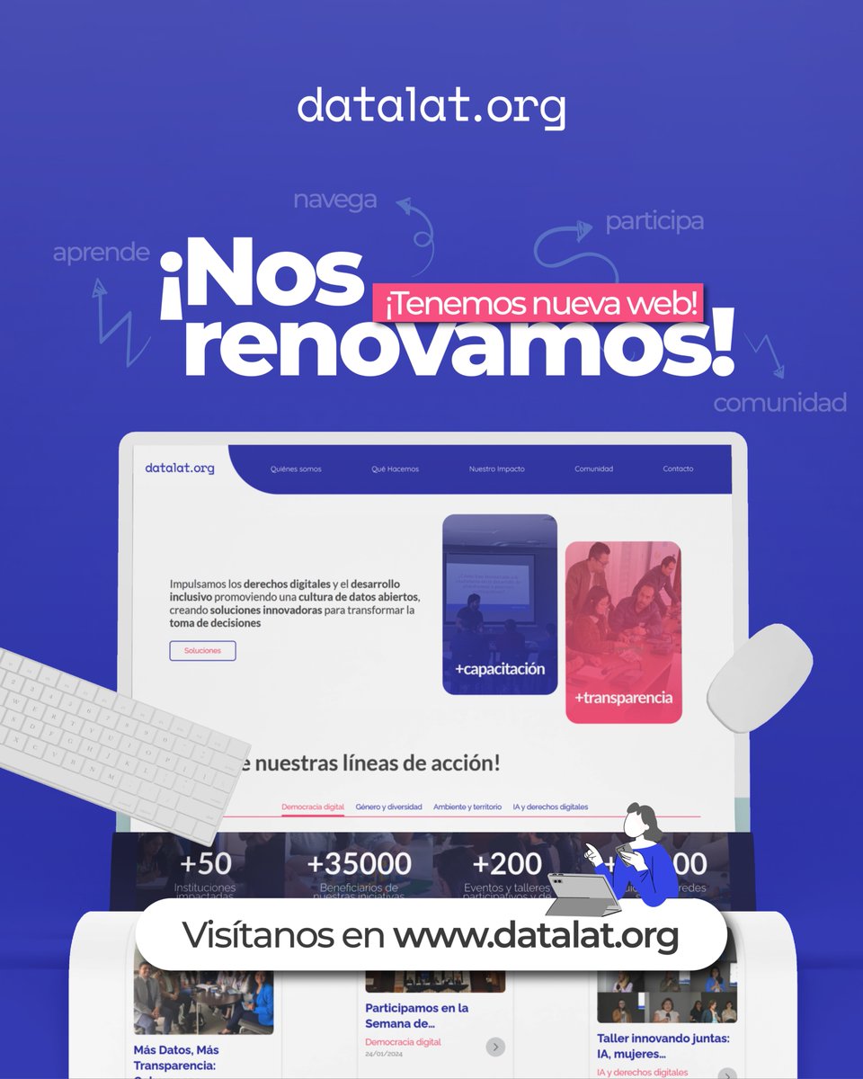 datalat's tweet image. ๐ ยกEstamos de estreno!
Lanzamos la nueva web de Fundaciรณn Datalat ๐
Justo cuando cumplimos 9 aรฑos como iniciativa y nos preparamos para celebrar 5 aรฑos como organizaciรณn ๐๐
ยกConรณcela y sรบmate a construir tecnologรญa y datos con derechos! ๐ datalat.org