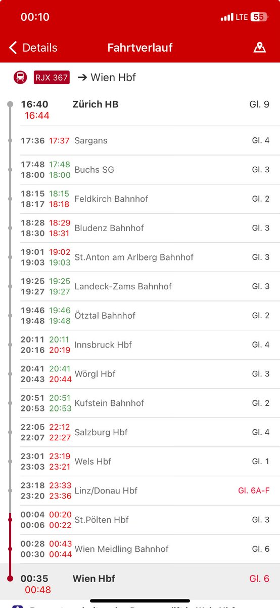 Die Stimme am Bahnhof sagt: „international rail delay“.   Wo ist „international“ zwischen Salzburg und Linz?