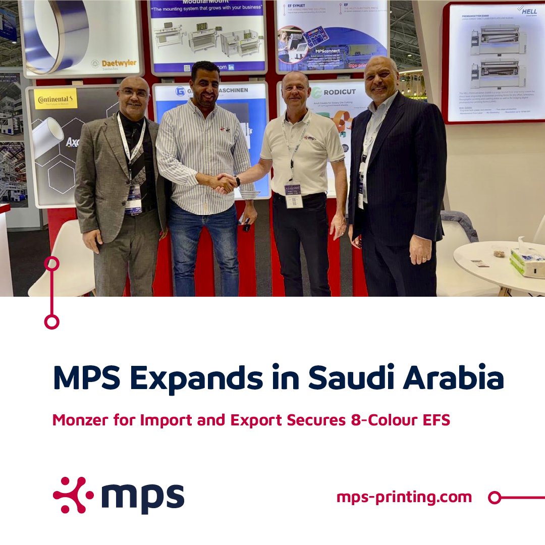 🚀MPS are excited to announce the sale of an 8-colour EFS 430 machine to @Monzer for Import and Export. 

#MPS #SaudiArabia #PrintingSolutions #EFS430 #BusinessGrowth #ConnecttoGrow
