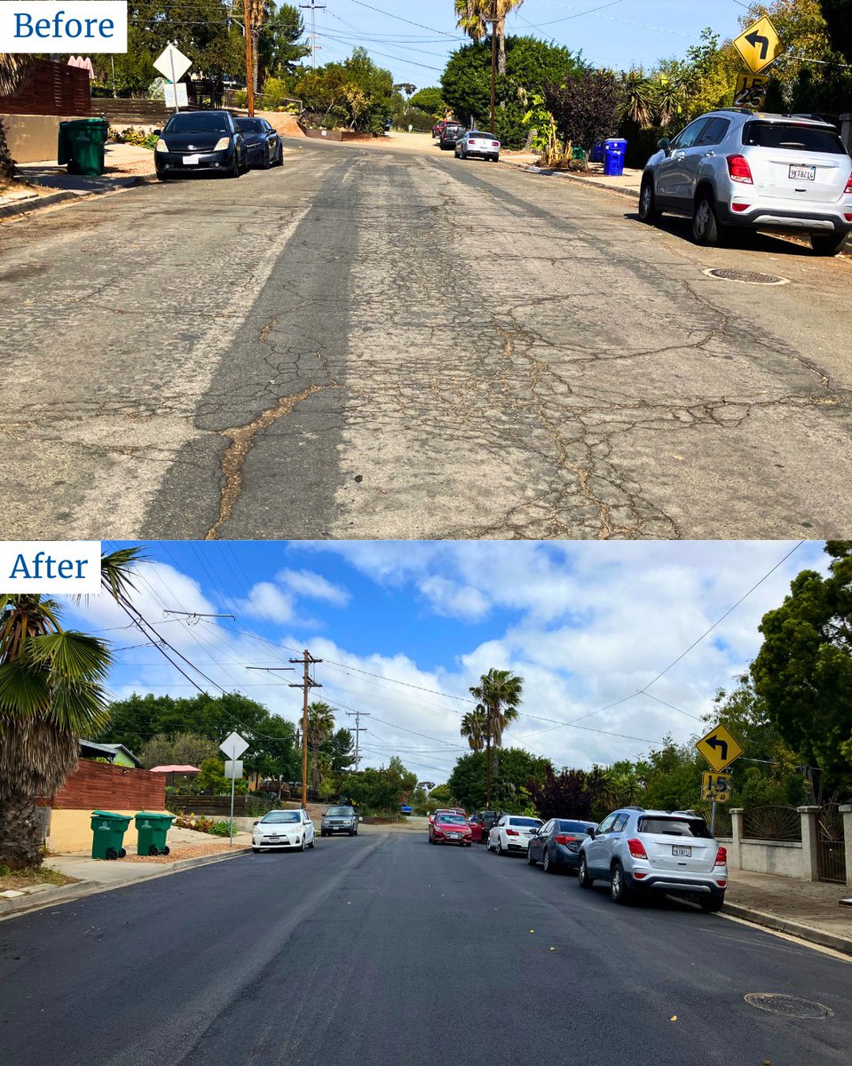 The City's Mill and Pave teams continue to repair street segments! The team utilizes the completed Citywide Street Condition Assessment, Pavement Management Plan, and historical data on potholes repaired to guide in-house street repair work. 
#SanDiegoAtWork #SanDiego