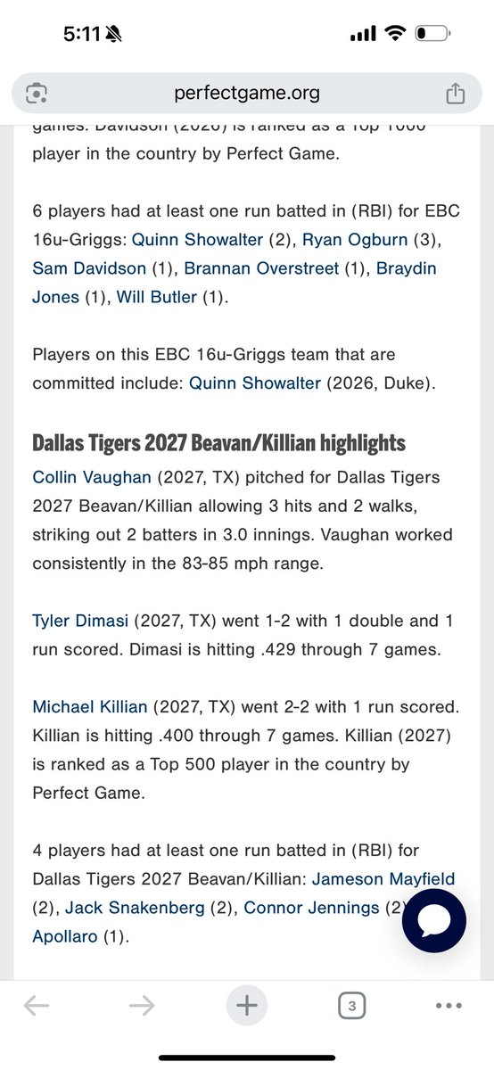 DallasTigersKillian (@tigerskillian) on Twitter photo The Boys gave it a great effort, but lost the Championship Game of the 16u Perfect Game East WWBA Championship <a href="/PG_DeepSouth/">PG Deep South</a> by a score of 10-9. Congrats to all on a great tournament! The Boys gave it a great effort, but lost the Championship Game of the 16u Perfect Game East WWBA Championship <a href="/PG_DeepSouth/">PG Deep South</a> by a score of 10-9. Congrats to all on a great tournament!