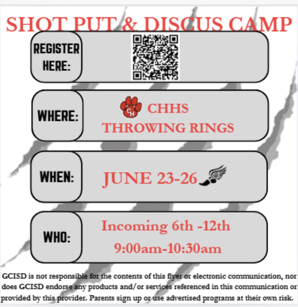 @CHHSTrack&Field (@chhstrackf) on Twitter photo One week left to register!!!! Can’t wait to see all the kiddos at track camp! <a href="/GCISD_Athletics/">GCISD Athletics Dept.</a> <a href="/GCISD/">Grapevine-Colleyville ISD</a> <a href="/CHPantherPride/">Colleyville Heritage</a> <a href="/HeritageBroncos/">Heritage Broncos</a> <a href="/CmsColts/">Colleyville Middle School</a> <a href="/GMSPonies/">GMS Boys Athletics</a> <a href="/CTMSWolfWay/">CTMS Wolves</a> One week left to register!!!! Can’t wait to see all the kiddos at track camp! <a href="/GCISD_Athletics/">GCISD Athletics Dept.</a> <a href="/GCISD/">Grapevine-Colleyville ISD</a> <a href="/CHPantherPride/">Colleyville Heritage</a> <a href="/HeritageBroncos/">Heritage Broncos</a> <a href="/CmsColts/">Colleyville Middle School</a> <a href="/GMSPonies/">GMS Boys Athletics</a> <a href="/CTMSWolfWay/">CTMS Wolves</a>