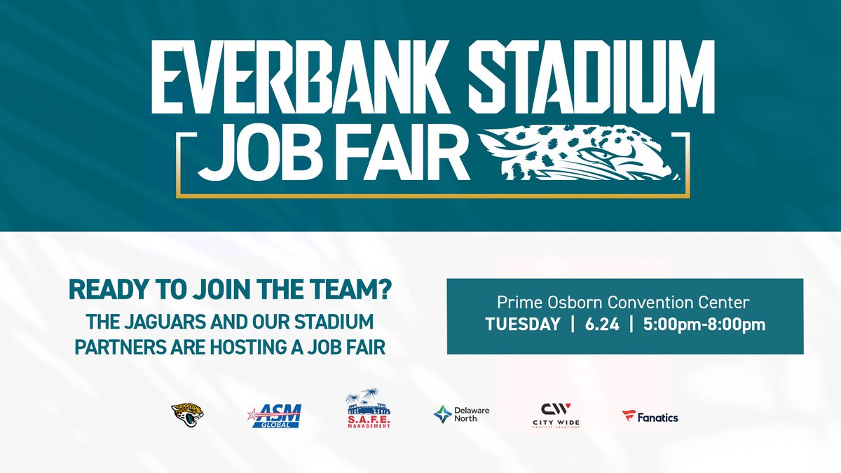 Ready to join the team? 🐆🏟️ Help us ensure Jaguars fans have the best game day experience in the NFL! Gain valuable stadium operations experience in a fast-paced, exciting environment. Apply for event day positions for the Jacksonville Jaguars games &amp; other exciting events!
