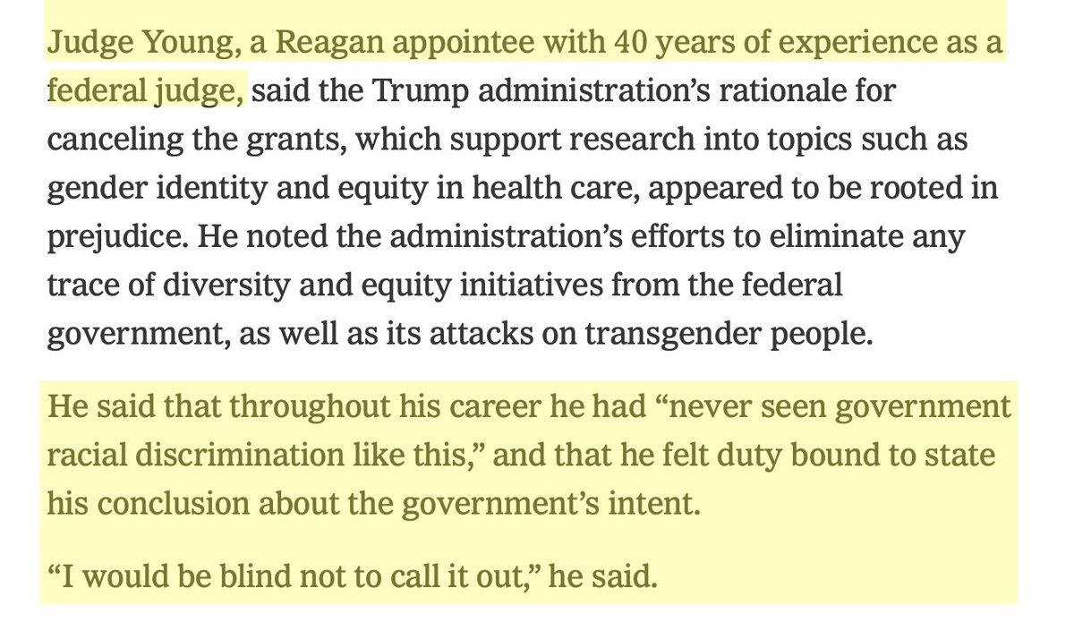 Worst governmental discrimination a judge had seen in his 40 years on the bench and it won't even be a story by tomorrow. 🙃