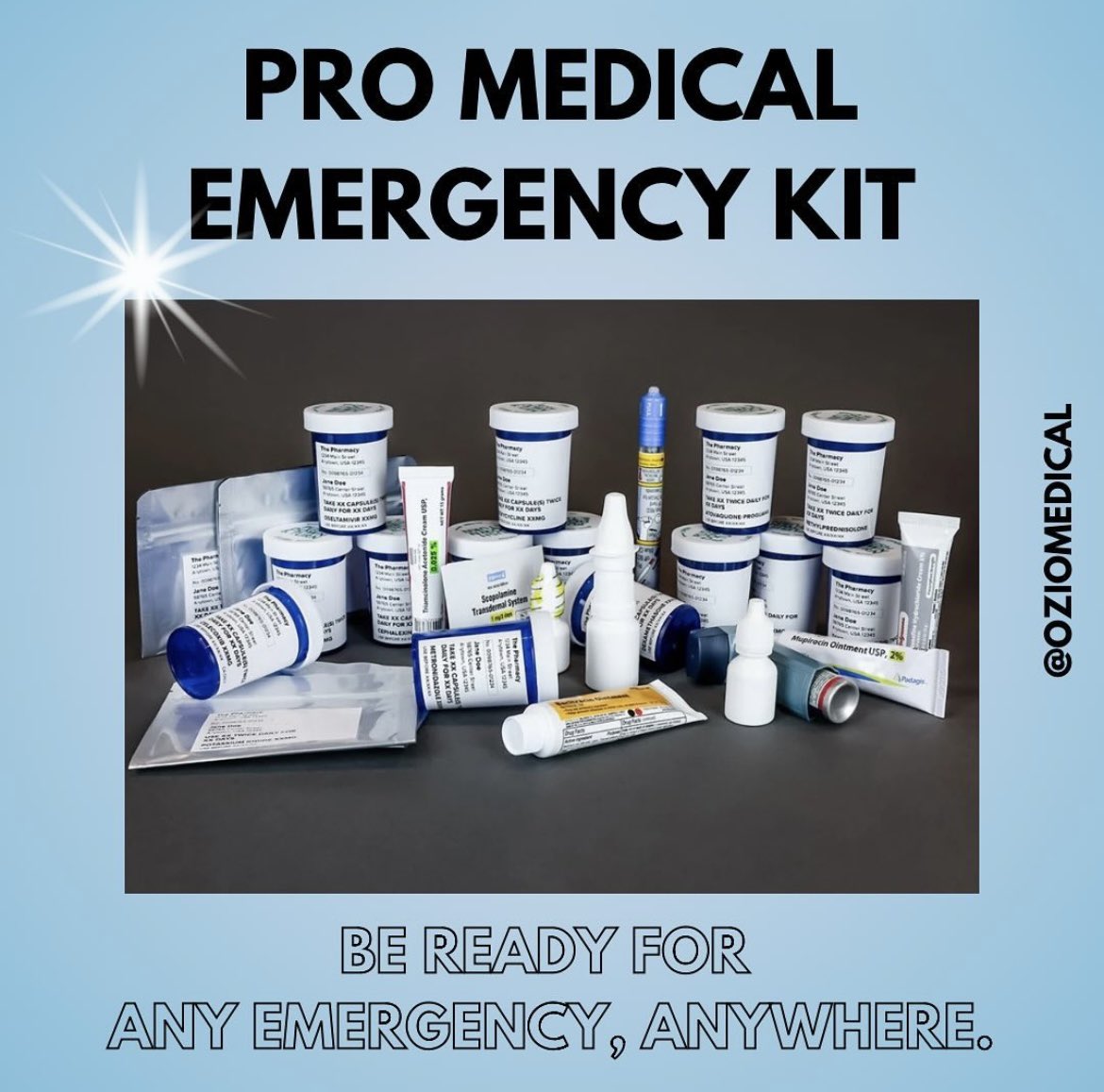 oziomedical's tweet image. Our Pro Medical Emergency Kit is your ultimate solution for addressing a wide range of health emergencies, from bacterial infections to altitude sickness &amp;amp; beyond. With all the essentials in one kit, you can face any challenge with confidence.#prokit #emergencyprep #disasterprep