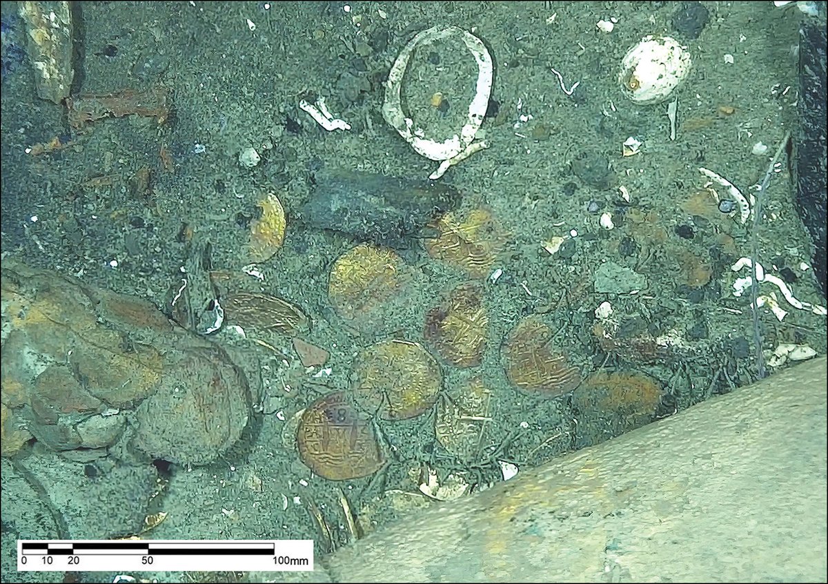 In a shipwreck found off the coast of Cartagena, Colombia, archaeologists have found coins, known as cobs, minted in Lima, Peru, in 1707 that provide evidence that the ship was in fact the Spanish galleon, San José, likely the world’s richest shipwreck.

archaeology.org/news/2025/06/1…