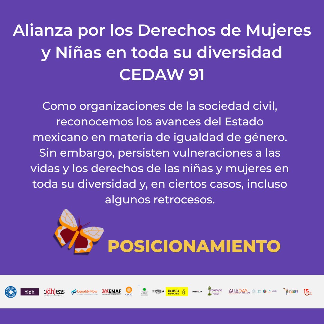📢 En Ginebra, 21 OSCs mexicanas presentamos nuestro posicionamiento ante el Comité #CEDAW:
⚠️ Militarización, criminalización, discriminación y violencia estructural

🔗 bit.ly/4n372mk

#MéxicoAnteCEDAW #CEDAW91 #MujeresMigrantes