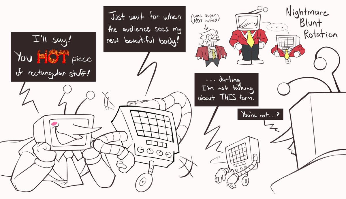 Thinkin of some stuff with the range of yaoi I've seen this man been put thru #DELTARUNE #deltarunespoilers (I guess)
((spamton took the kids btw))