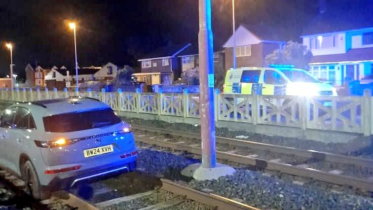 Red sky at night,
Shepherd's delight,
Car on the tram tracks, 
Probably no road tax.