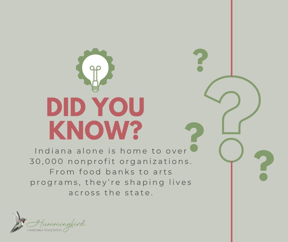 Nonprofits are the heartbeat of our communities. They lift , support, and empower where it’s needed most. 
We’re still accepting nominations for nonprofits in Indiana making a powerful impact. Go to our website to learn more. 
hummingbirdcharitablefoundation.com
