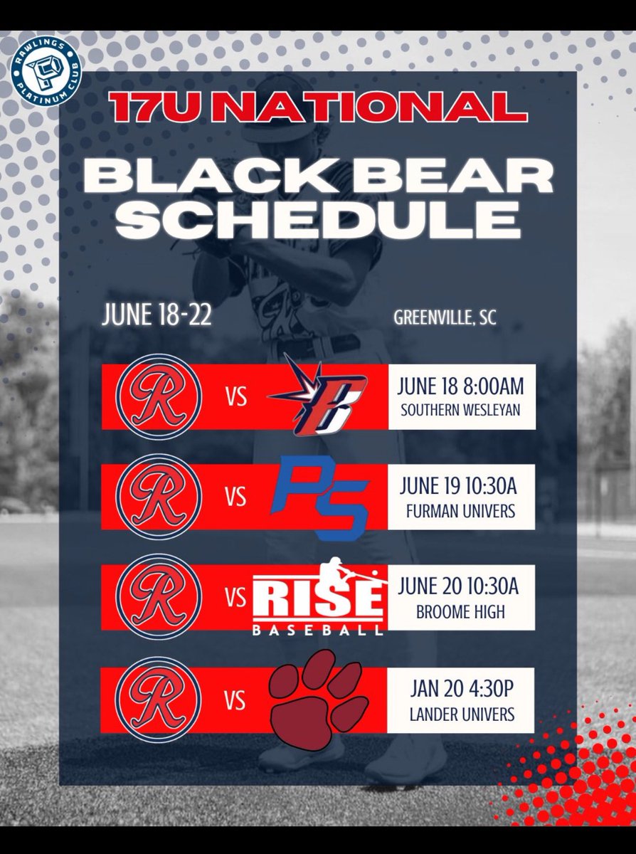 My schedule for Black Bear Classic this week, can’t wait!