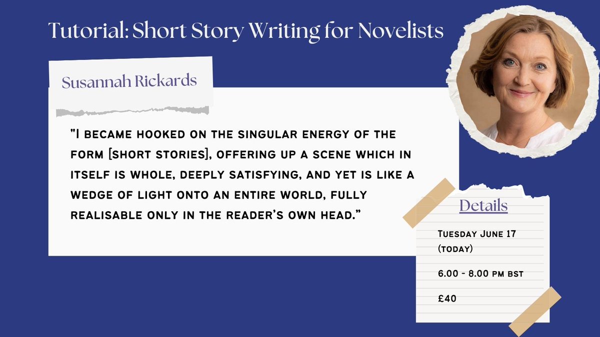 Our online tutorial "Short Story Writing for Novelists" is TONIGHT, 6-8pm BST!

Learn to use short story techniques to bring fresh energy to your prose and current project.

Find out more here: bluepencilagency.com/short-story-wr…