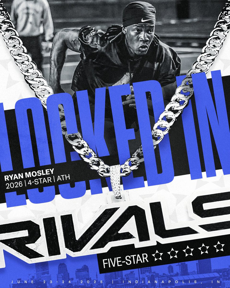 Rivals Camp Series (@rivalscamp) on Twitter photo .<a href="/ryanMosley0/">Ryan Mosley</a> ✈️ RIVALS FIVE-STAR
4⭐️ ATH Ryan Mosley is officially LOCKED IN to join 100 of the best prospects in the country to compete in Indianapolis on June 23-24 🔥 .<a href="/ryanMosley0/">Ryan Mosley</a> ✈️ RIVALS FIVE-STAR
4⭐️ ATH Ryan Mosley is officially LOCKED IN to join 100 of the best prospects in the country to compete in Indianapolis on June 23-24 🔥