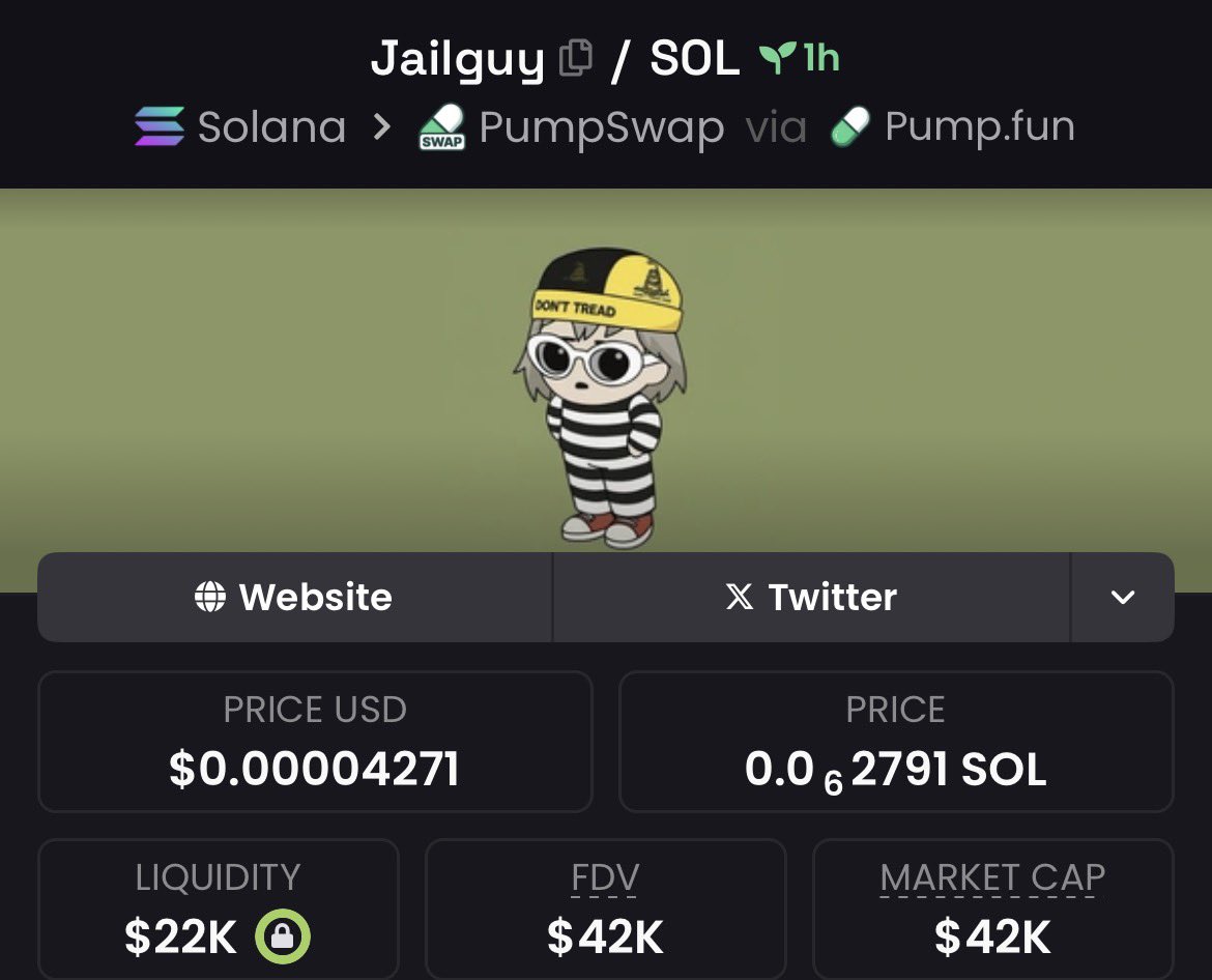 ninosloo's tweet photo. bidding on #jailguy because when it’s on the news
it’s gonna pump to the moon
high risk 😼
ca:
EFTiwgTgTubgu4rpxCaHJ7YTn4Npwr6AsyfL9o75SLmJ https://t.co/AYjGZS8Vef