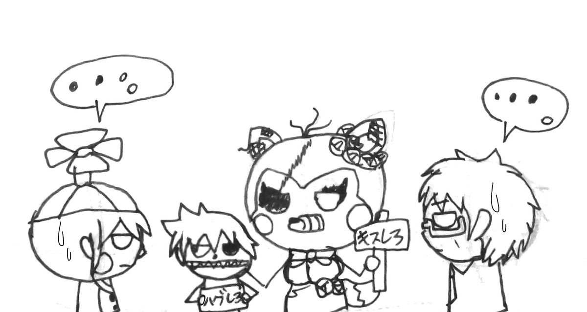 yuuki_fnaf's tweet photo. 【FNAF 落書き】
マリオーネさんとマイケルくんのデート現場を目撃してるナイトメアマングルとそれを見て呆れるナイトメアBBとヘンリーさん
#FNAF #Nightmaremangle #NightmareBB #HenryEmily https://t.co/I2R4MmypDC