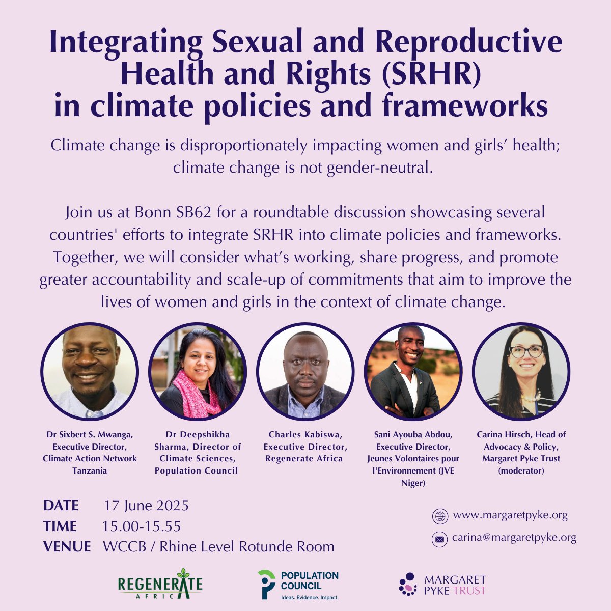 Climate change hits women &amp; girls hardest.
Proud to have our Executive Director Charles Kabiswa speaking at today's roundtable on integrating SRHR in climate policies at #Bonn2025! 🎙️
📅 June 17, 15:00-15:55 📍 WCCB / Rhine Level Rotunde Room