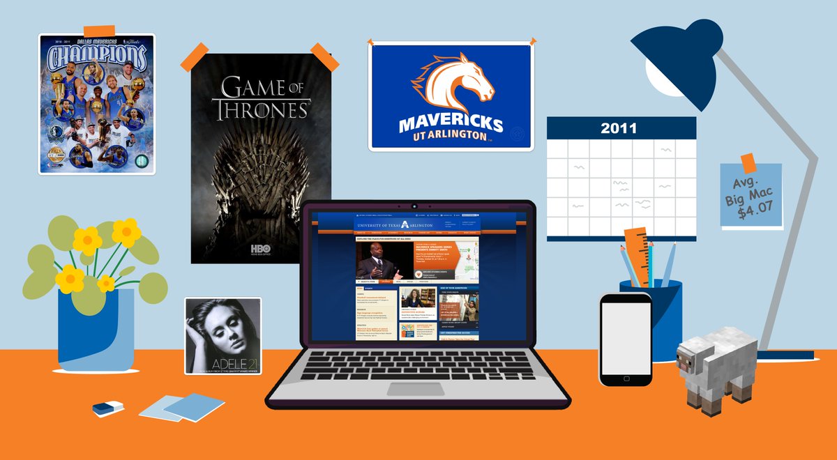Ever wonder what your desk would look like as a UTA student in 2011?

GoT on the screen, 21 by Adele on repeat, Instagram just downloaded, and your iPhone 4S asking Siri how to pass finals. The first iPad? Game-changer. The vibes? Immaculate.📱🎶📝

To have a look back at