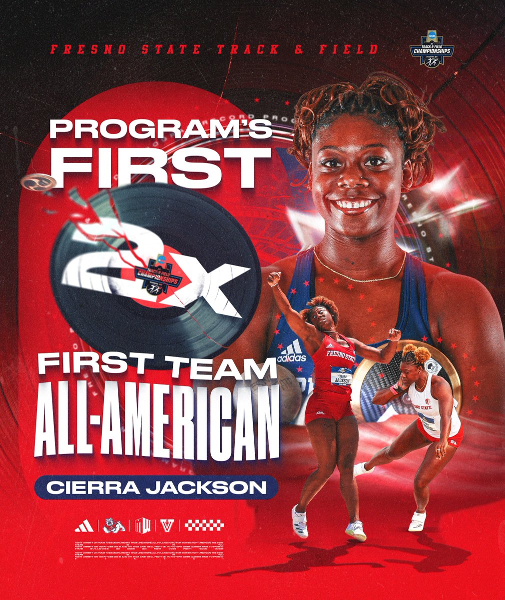 FresnoStateTFXC's tweet image. add it to the list π
Cierra Jackson is the first Bulldog to earn first team All-America honors in two events in program history πͺ
(and π£π°π―πΆπ΄ π±π°πͺπ―π΅π΄ she did it in the same year)