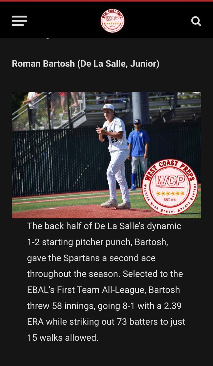 Roman Bartosh (@romanbartosh_26) on Twitter photo Was selected to West Coast Preps All-Bay Area Team for the 2025 season. <a href="/DLSBaseball/">De La Salle Baseball</a> <a href="/jeans_david/">david jeans</a> Was selected to West Coast Preps All-Bay Area Team for the 2025 season. <a href="/DLSBaseball/">De La Salle Baseball</a> <a href="/jeans_david/">david jeans</a>