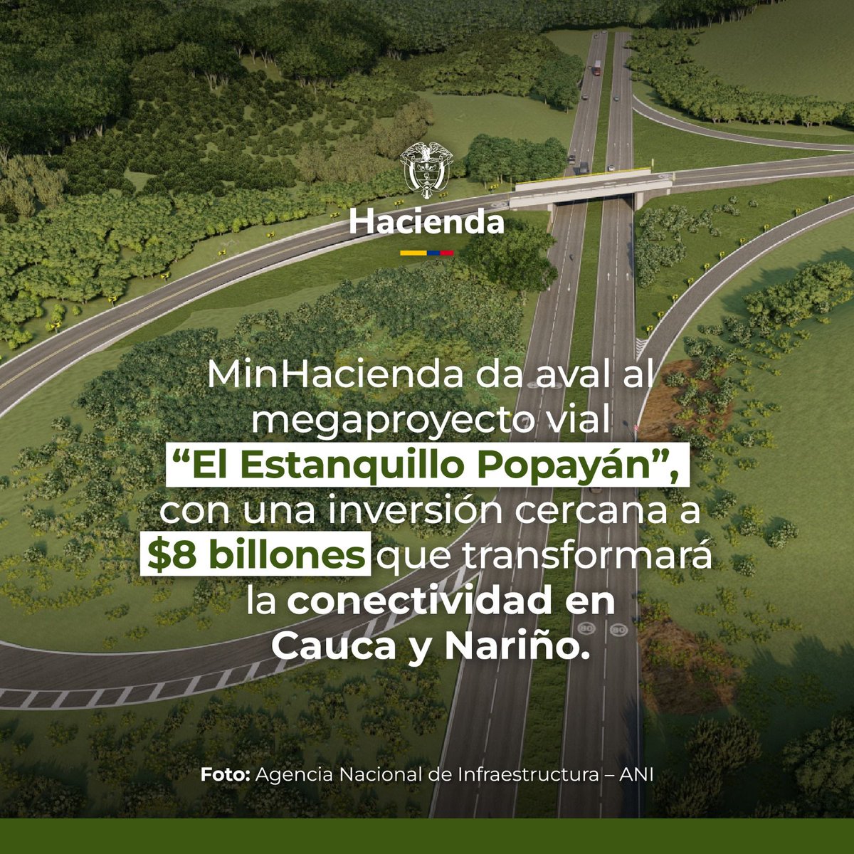 MinHacienda (@minhacienda) on Twitter photo El <a href="/MinHacienda/">MinHacienda</a> dio su aval al proyecto vial “El Estanquillo- Popayán”, que tendrá una inversión cercana a los $8 billones. Se trata de la mayor inversión en la historia del país bajo el modelo de Asociación Público-Privada (APP) y beneficiará especialmente... El <a href="/MinHacienda/">MinHacienda</a> dio su aval al proyecto vial “El Estanquillo- Popayán”, que tendrá una inversión cercana a los $8 billones. Se trata de la mayor inversión en la historia del país bajo el modelo de Asociación Público-Privada (APP) y beneficiará especialmente...