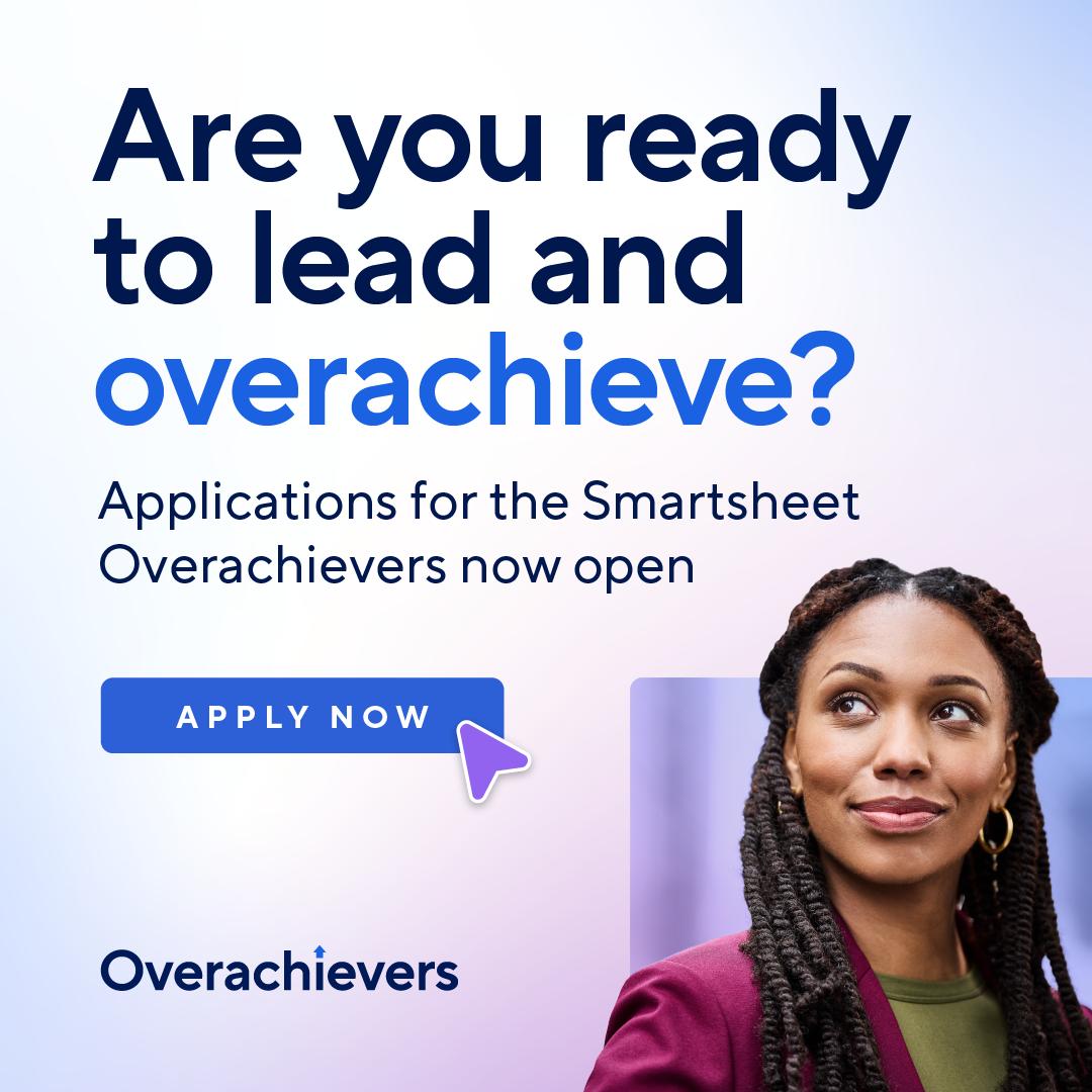 HarderReed's tweet photo. Now's your chance! Annual applications for the Smartsheet Overachievers are officially open. 📢  

As a customer advocate, you'll connect with fellow advanced users from around the globe to shape the Smartsheet Community! Apply today: https://t.co/xnjmQE4Wo1 https://t.co/6qLl1c7iDm