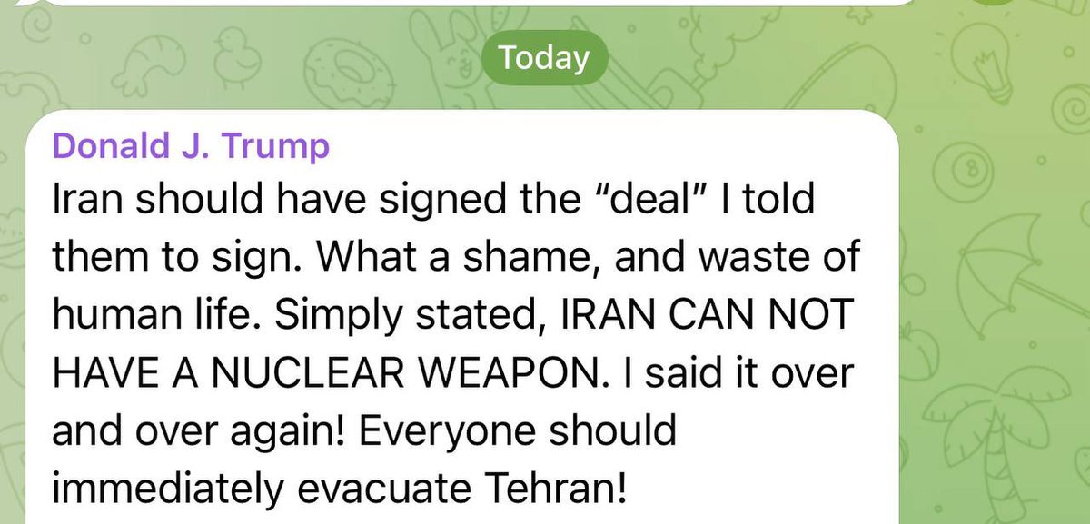 ash_restart's tweet photo. 🔴خبر فوری 
پرزیدنت ترامپ :همه #تهران را تخلیه کنند

#مثلث‌_آمریکا_ری_استارت_روسیه 
#ما_صاحبان_جدید_هستیم #گامبی_شاه 
#TrustRestartLeader #TrustTrump 
#MIGA #MAGA 
#RESTART_OPPOSITION
@pastonews
#Make_Iran_Great_Again https://t.co/6ai8iYK1mT