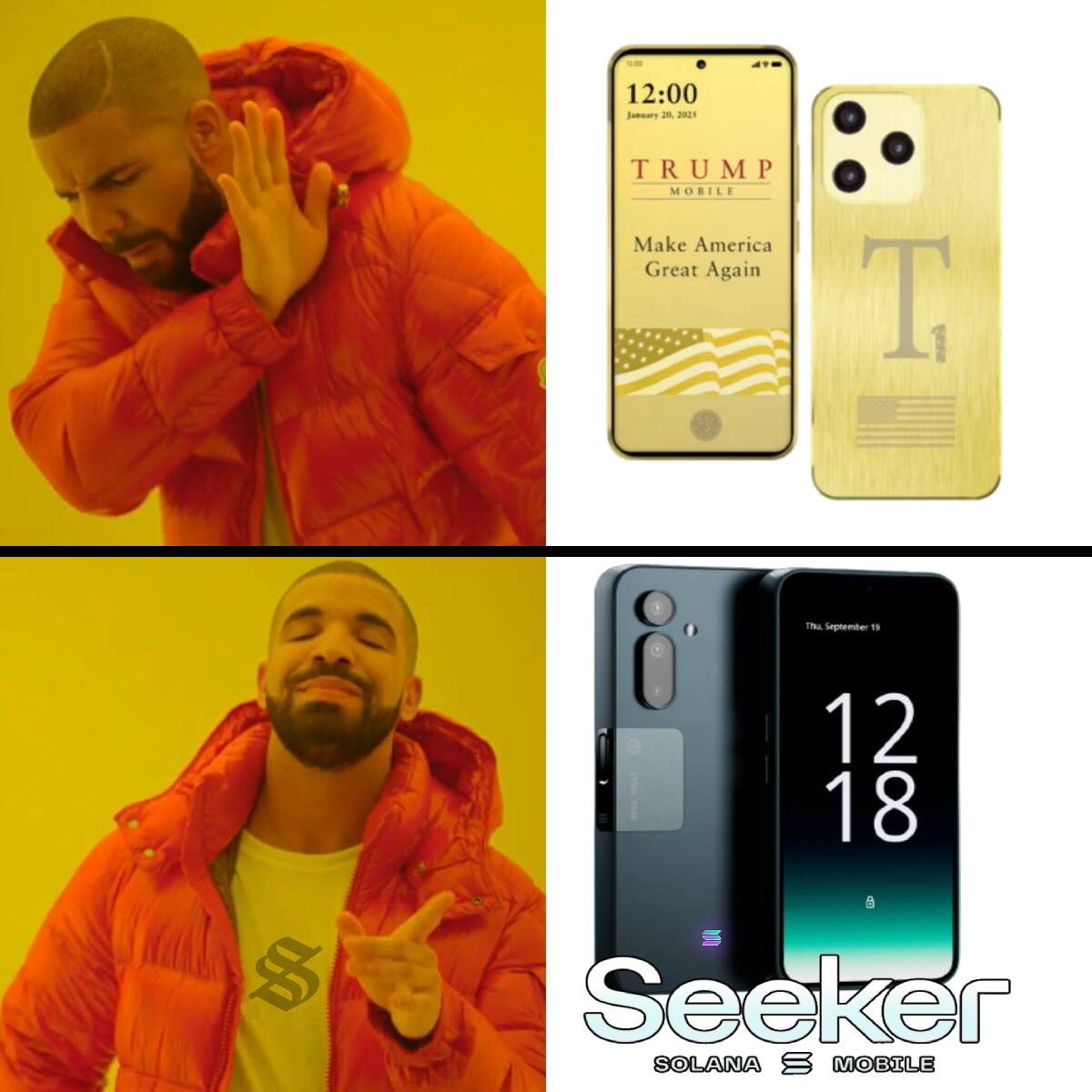 One keeps your money.. The other wants it.
 Seeker  &gt;&gt; Trump Phone