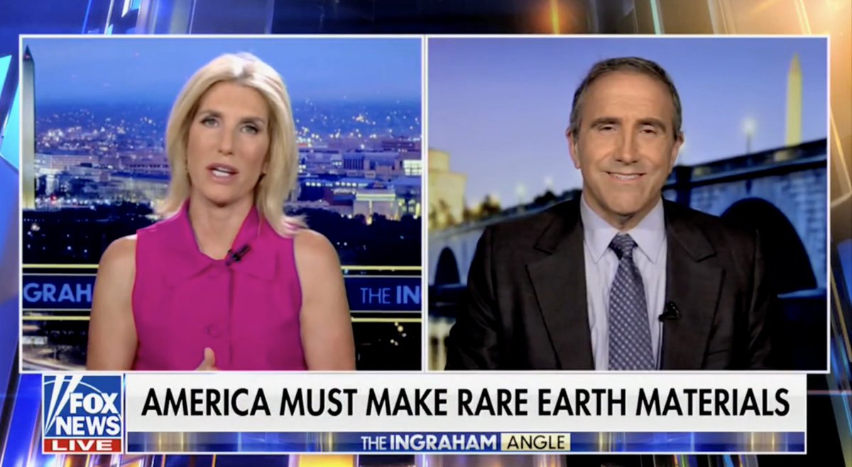 ClimateDepot's tweet image. Watch: Morano on Fox on Ingraham Angle on how China’s has monopolized rare Earths production & processing
climatedepot.com/2025/06/16/wat…