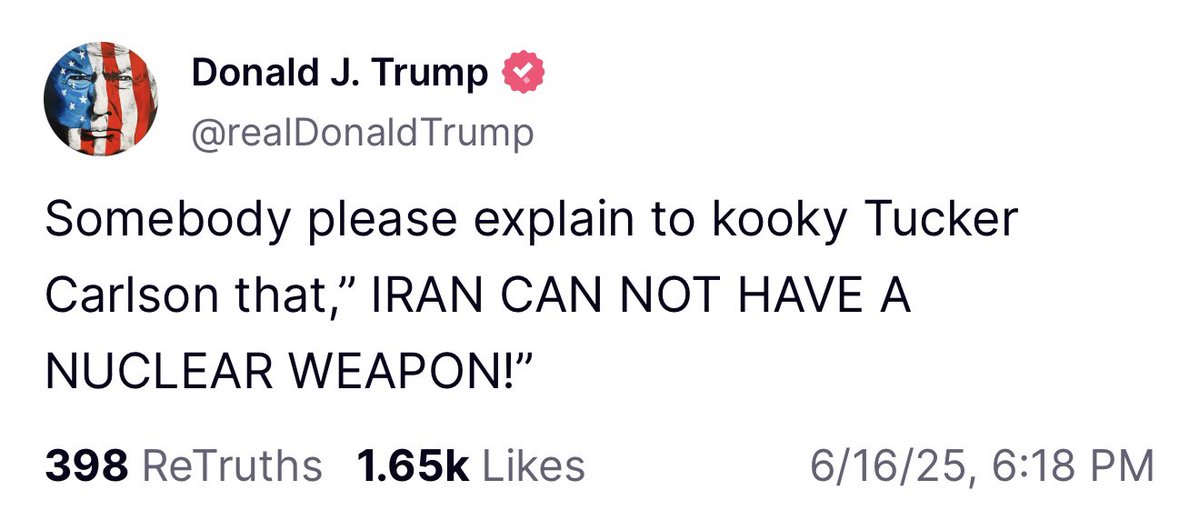 ShelleyGldschmt's tweet photo. 🔴BREAKING: Trump slams Tucker Carlson, calls him kooky! https://t.co/lMAAjBE0EA