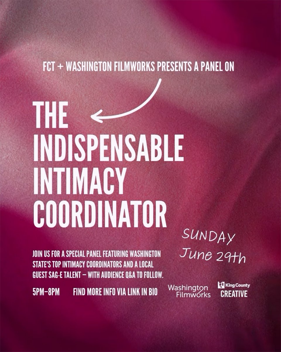 In partnership with Film Community Training Program (FCT), we’re spotlighting a crucial, yet often overlooked, role in filmmaking: the Intimacy Coordinator. Join us June 29 in Seattle as panelists delve into the craft of Intimacy Coordinating.

RSVP - partiful.com/e/3X6vhY9M58Ho…