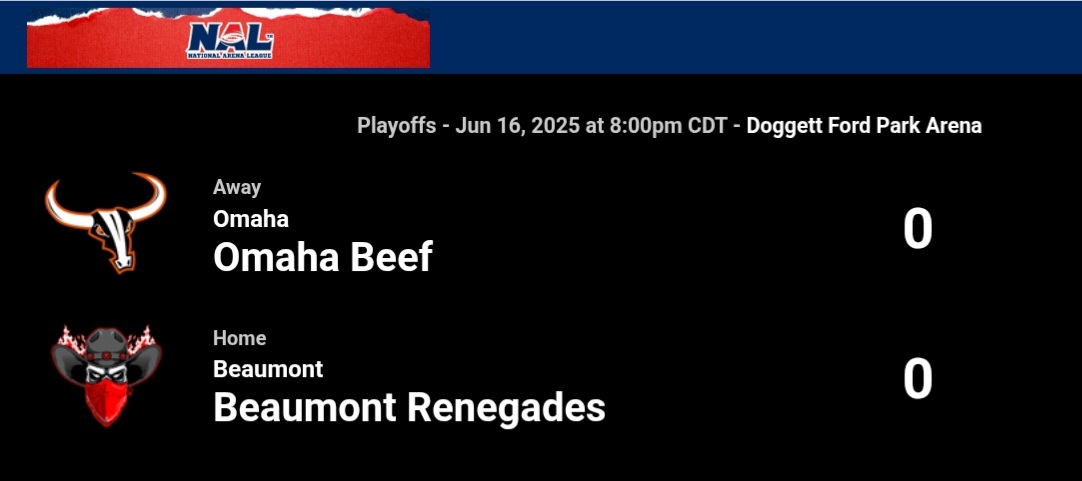 MISTER FOOTBALL π (@mister_f00tball) on Twitter photo π£ π’ "<a href="/NALFootball/">National Arena League</a> Championship"
π <a href="/TheOmahaBeef/">Omaha Beef</a>
π <a href="/RenegadesFB/">Beaumont Renegades FB</a>
β°οΈ 7:00 Central
π₯ youtube.com/live/UiaTKh9gHβ¦
<a href="/LukeMillerSOTS/">Luke Miller</a> <a href="/InWallsPod/">Inside The Walls Podcast</a> <a href="/ArenaBallTalk/">Arena Football Talk</a> <a href="/inside_arena/">Inside the Arena</a> <a href="/ArenaFan/">ArenaFan.com</a> <a href="/SCtoC/">Sports Coast to Coast</a> <a href="/reboundnet/">Rebound Off the Net</a> <a href="/JustinAaronUH91/">Justin Aaron</a> π£ π’ "<a href="/NALFootball/">National Arena League</a> Championship"
π <a href="/TheOmahaBeef/">Omaha Beef</a>
π <a href="/RenegadesFB/">Beaumont Renegades FB</a>
β°οΈ 7:00 Central
π₯ youtube.com/live/UiaTKh9gHβ¦
<a href="/LukeMillerSOTS/">Luke Miller</a> <a href="/InWallsPod/">Inside The Walls Podcast</a> <a href="/ArenaBallTalk/">Arena Football Talk</a> <a href="/inside_arena/">Inside the Arena</a> <a href="/ArenaFan/">ArenaFan.com</a> <a href="/SCtoC/">Sports Coast to Coast</a> <a href="/reboundnet/">Rebound Off the Net</a> <a href="/JustinAaronUH91/">Justin Aaron</a>