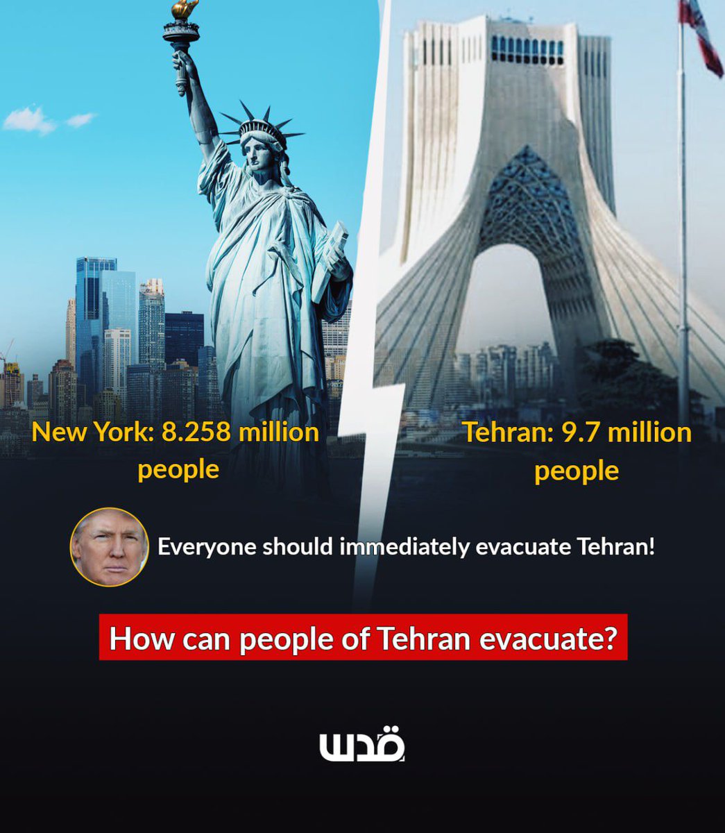 Trump ordered the immediate evacuation of Tehran, a clear threat to around 10 million residents.

Although the US has provided Israel with weapons and military aid, it did not declare its direct participation in the war. However, this evacuation threat, a crime against humanity,