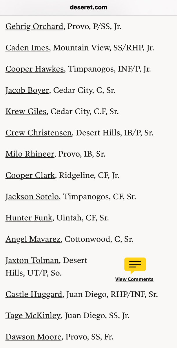 Jaxton Tolman (@jaxtontolman) on Twitter photo Was excited to see that I made the Deseret News 2025 All-State Team! Thanks to my coaches and teammates!
<a href="/Coach__Nelly/">Coach Nelly</a> <a href="/AF_Falcons/">Air Force Falcons</a> <a href="/dlacomb22/">Drew LaComb</a> <a href="/dhillsboys/">Desert Hills Thunder Baseball</a> <a href="/PrepBaseballUT/">Prep Baseball Utah</a> <a href="/CoachBerg801/">Taylor Berg</a> Was excited to see that I made the Deseret News 2025 All-State Team! Thanks to my coaches and teammates!
<a href="/Coach__Nelly/">Coach Nelly</a> <a href="/AF_Falcons/">Air Force Falcons</a> <a href="/dlacomb22/">Drew LaComb</a> <a href="/dhillsboys/">Desert Hills Thunder Baseball</a> <a href="/PrepBaseballUT/">Prep Baseball Utah</a> <a href="/CoachBerg801/">Taylor Berg</a>