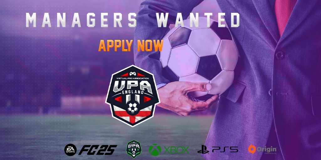 VPA England (@vpa_england) on Twitter photo We are still recruiting managers for launch of season 4 Season start date EAFC 26  Game Days Monday Tuesday Thursday 9.30pm 10pm  or Weekend League Saturday 9.30pm 10pm To Register a Team Head Over To Discord Link In bio
#esports #ProClubs #VPA #eafc25 #fifa #virtualgaming We are still recruiting managers for launch of season 4 Season start date EAFC 26  Game Days Monday Tuesday Thursday 9.30pm 10pm  or Weekend League Saturday 9.30pm 10pm To Register a Team Head Over To Discord Link In bio
#esports #ProClubs #VPA #eafc25 #fifa #virtualgaming