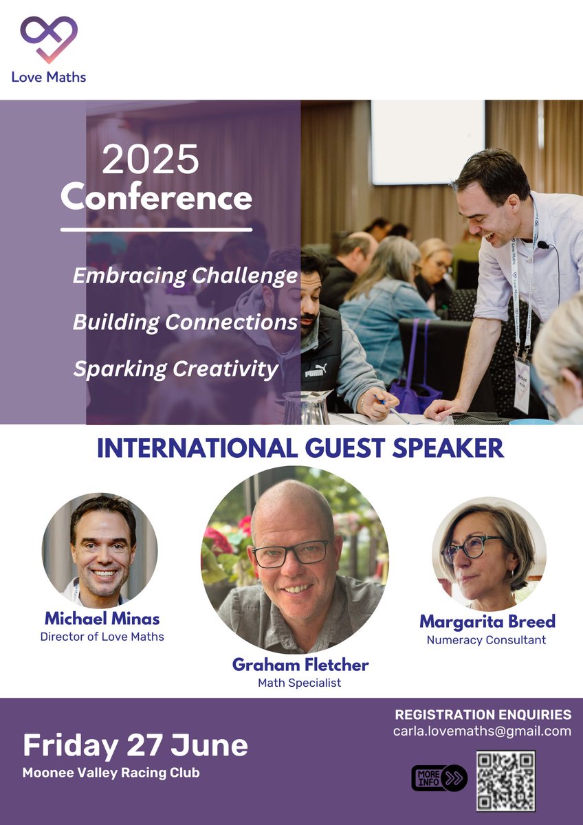 Michael Minas (@mminas8) on Twitter photo LAST CALL for registrations!
If you were planning to attend the Love Maths Conference and see <a href="/gfletchy/">Graham Fletcher</a> in his one and only Australian appearance, please get back to us by the end of this week or else you will miss out! LAST CALL for registrations!
If you were planning to attend the Love Maths Conference and see <a href="/gfletchy/">Graham Fletcher</a> in his one and only Australian appearance, please get back to us by the end of this week or else you will miss out!