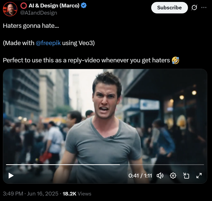 This AI guy spent at least $45 to generate a video making fun of artists on his account that's been demonetized.

Imagine being so upset with artists who are mad about their work being stolen that you'll literally throw money in the garbage.
